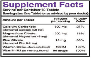 OrthoCal Supplement Facts